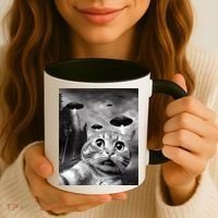 Alien UFO Funny Cat Selfie Coffee Mug thumb 3