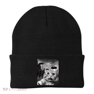 Alien UFO Funny Cat Selfie Beanie