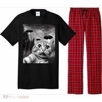 Alien UFO Funny Cat Selfie Pajama Set thumb 0