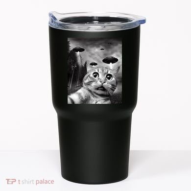 Alien UFO Funny Cat Selfie Tumbler