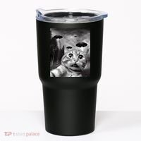 Alien UFO Funny Cat Selfie Tumbler thumb 0
