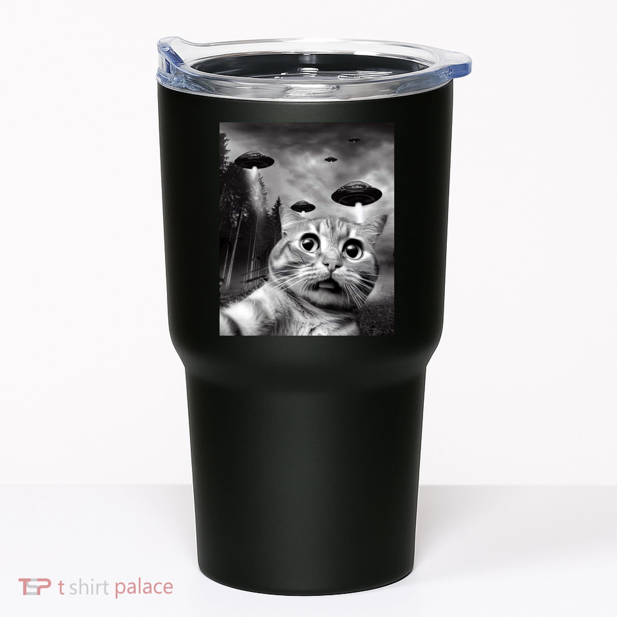 Alien UFO Funny Cat Selfie Tumbler