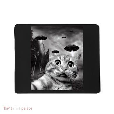 Alien UFO Funny Cat Selfie Mousepad