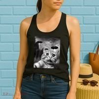 Alien UFO Funny Cat Selfie Women's Tank Top thumb 2