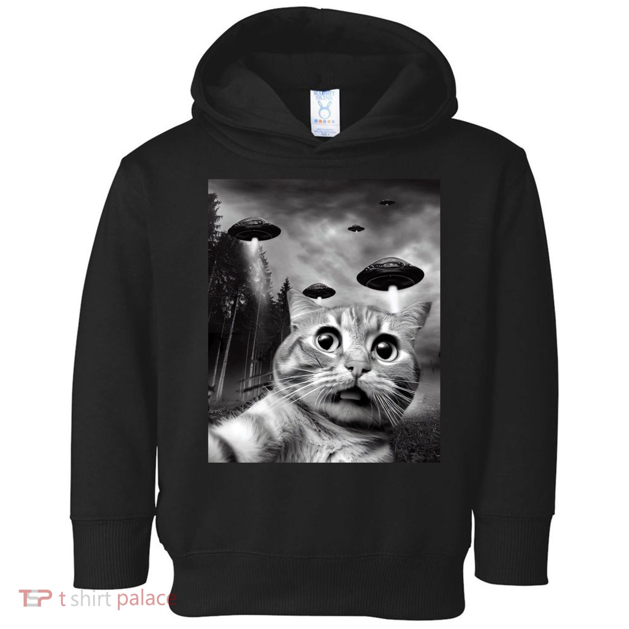 Alien UFO Funny Cat Selfie Toddler Hoodie