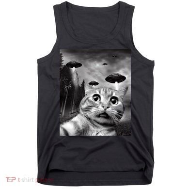 Alien UFO Funny Cat Selfie Tank Top