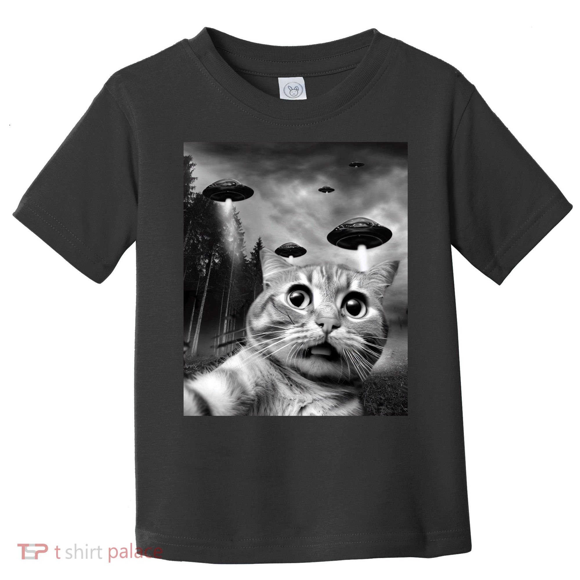 Alien UFO Funny Cat Selfie Toddler T-Shirt