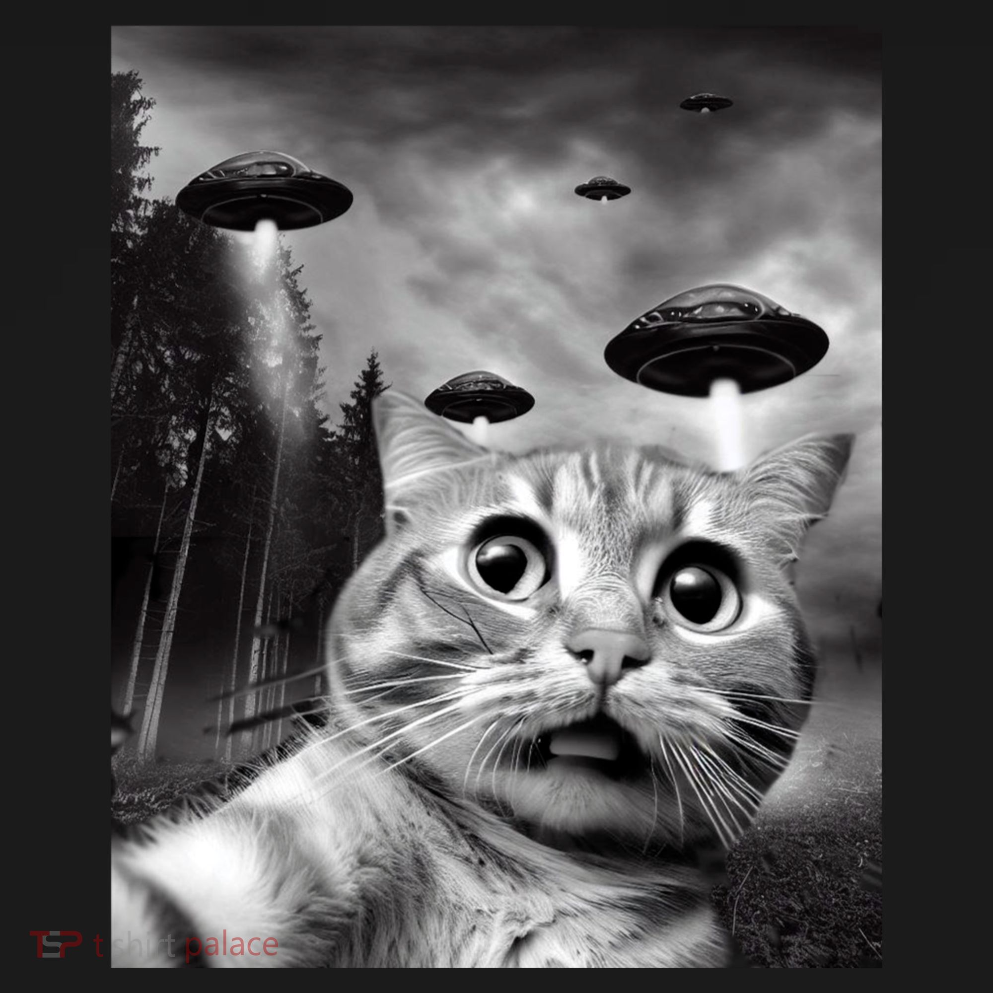 Alien UFO Funny Cat Selfie Women's Long Sleeve Shirt