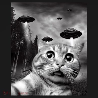Alien UFO Funny Cat Selfie Kids Sweatshirt