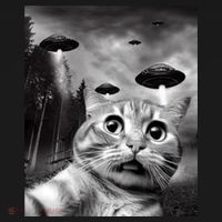 Alien UFO Funny Cat Selfie Kids Sweatshirt thumb 2