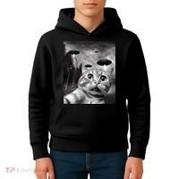 Alien UFO Funny Cat Selfie Kids Hoodie thumb 4