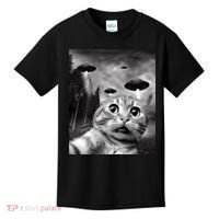 Alien UFO Funny Cat Selfie Kids T-Shirt thumb 0