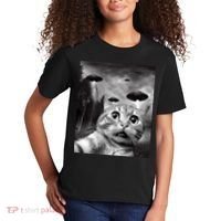 Alien UFO Funny Cat Selfie Kids T-Shirt thumb 2