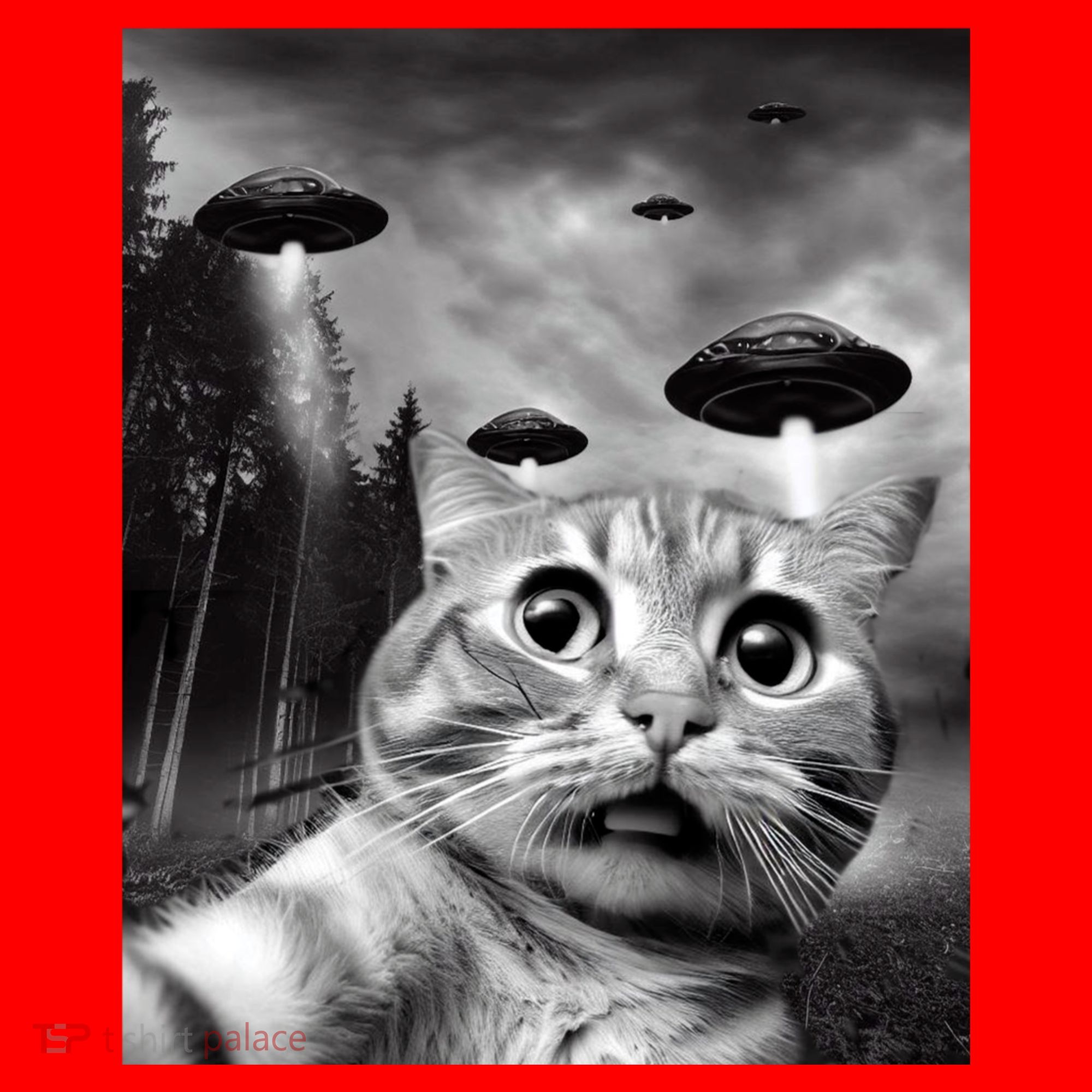 Alien UFO Funny Cat Selfie Santa Hat