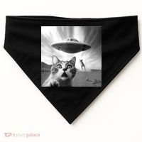 Alien UFO Funny Cat Selfie USA-Made Doggie Bandana thumb 0
