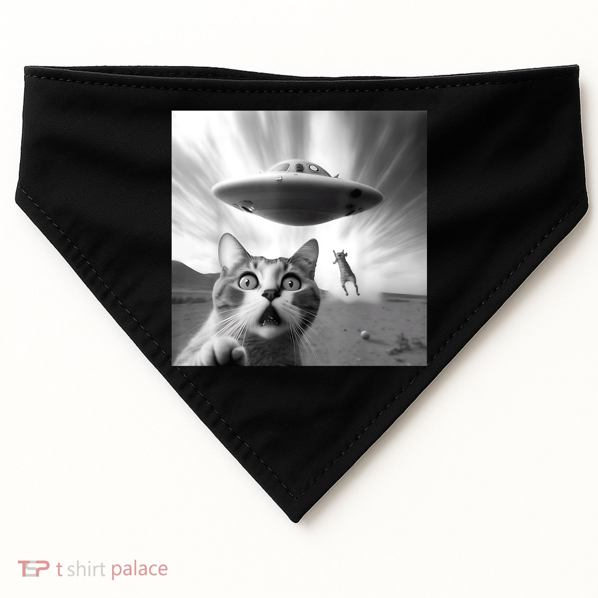 Alien UFO Funny Cat Selfie USA-Made Doggie Bandana