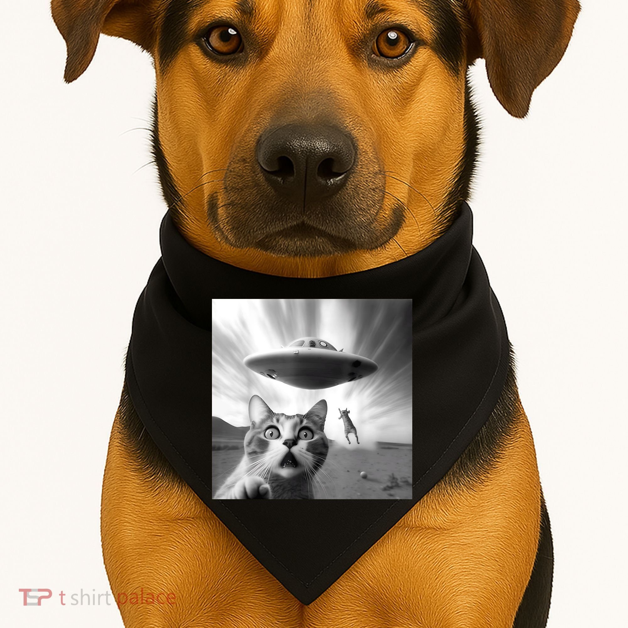 Alien UFO Funny Cat Selfie USA-Made Doggie Bandana