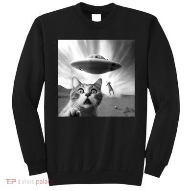 Alien UFO Funny Cat Selfie Sweatshirt