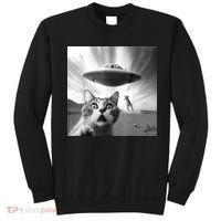 Alien UFO Funny Cat Selfie Sweatshirt thumb 0