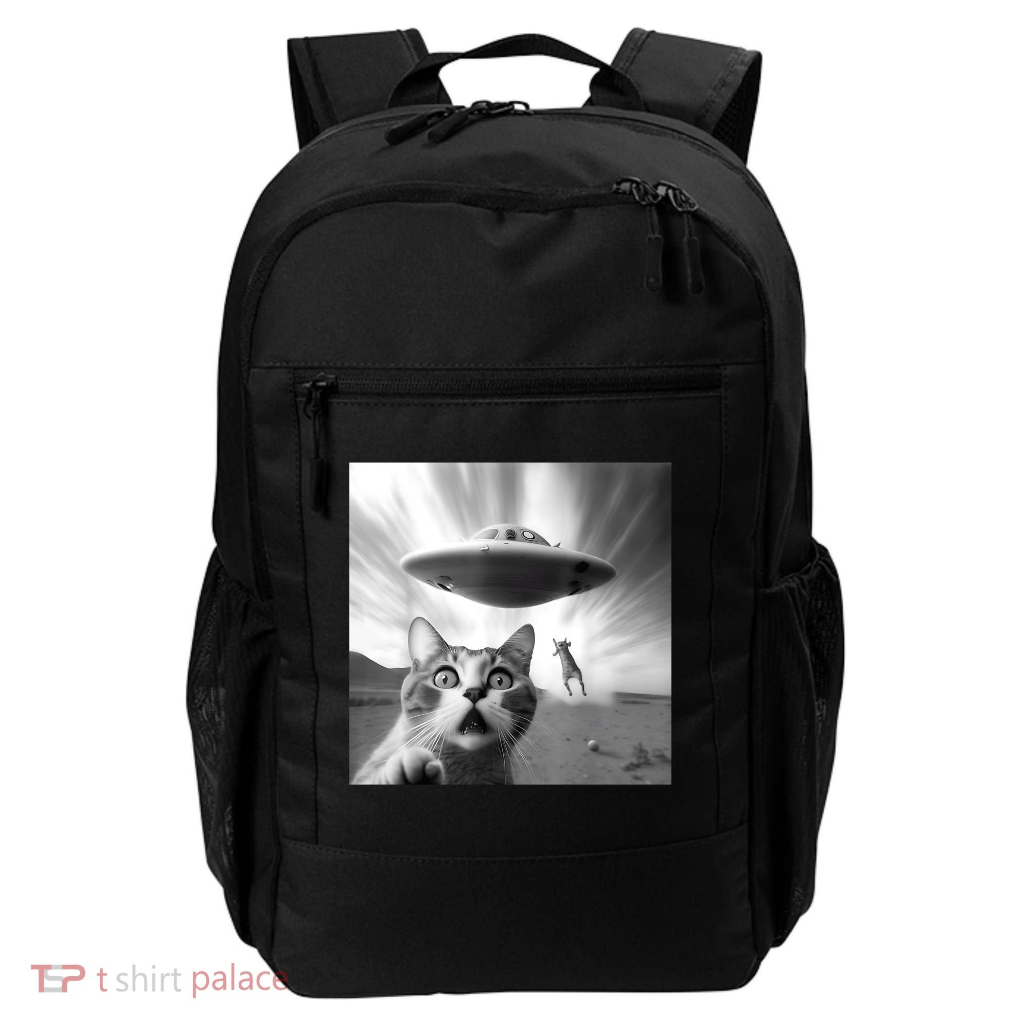 Alien UFO Funny Cat Selfie Backpack