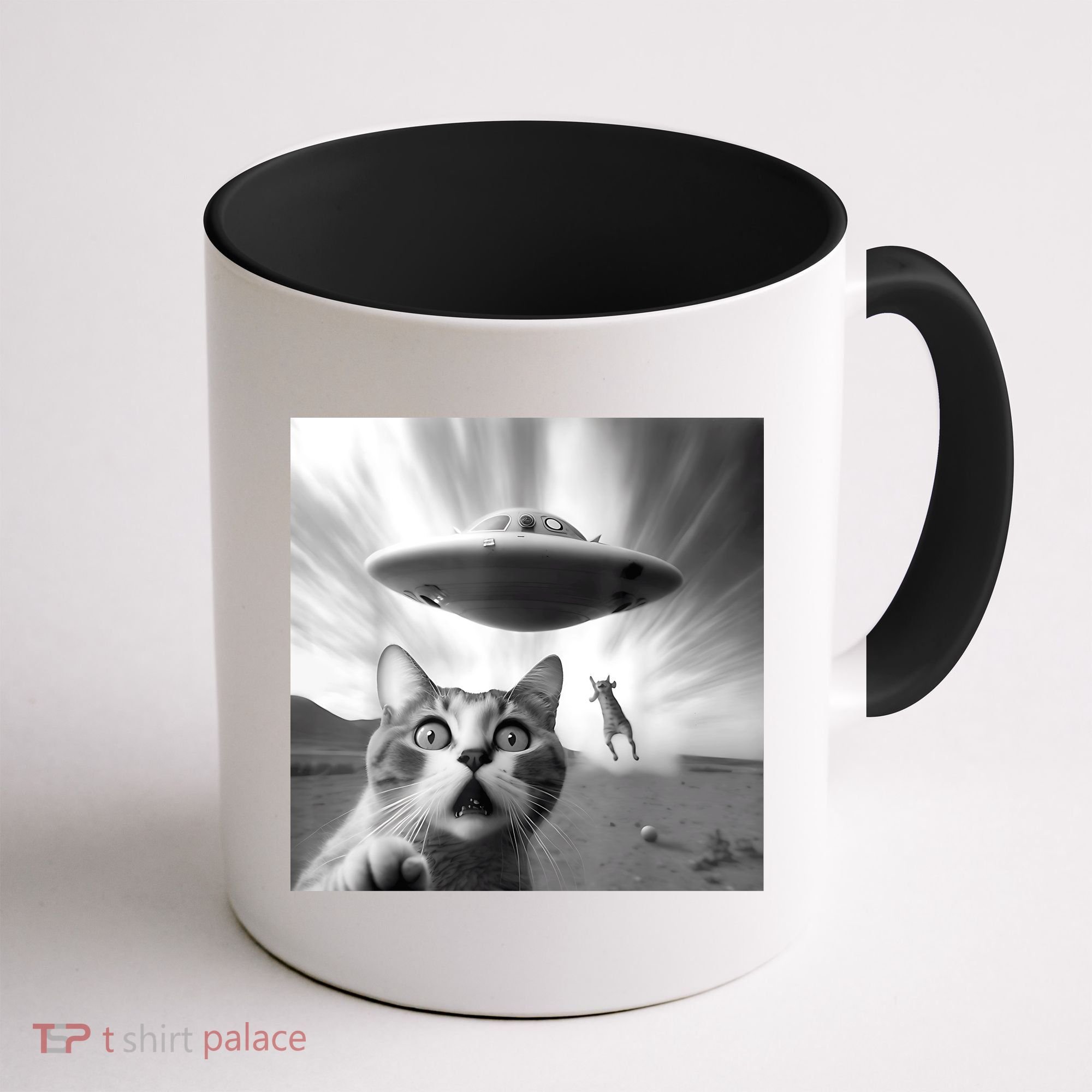Alien UFO Funny Cat Selfie Coffee Mug