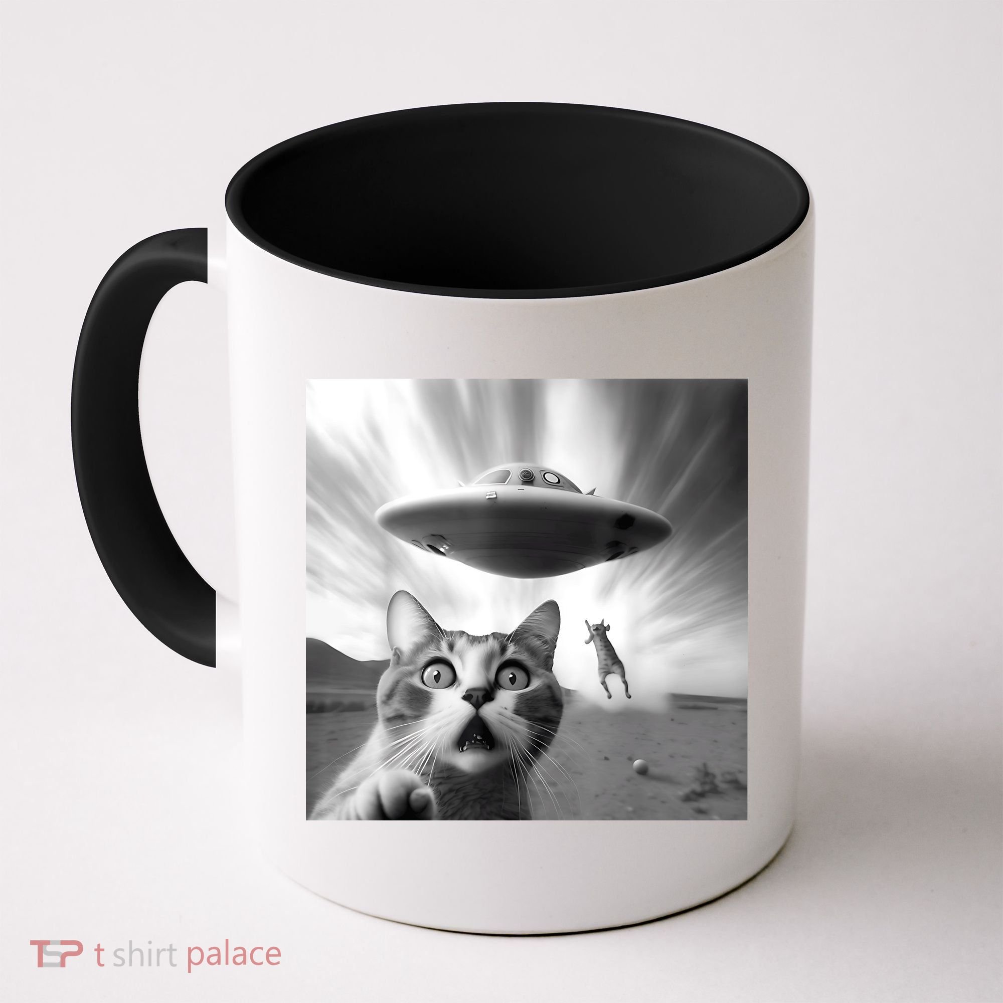 Alien UFO Funny Cat Selfie Coffee Mug