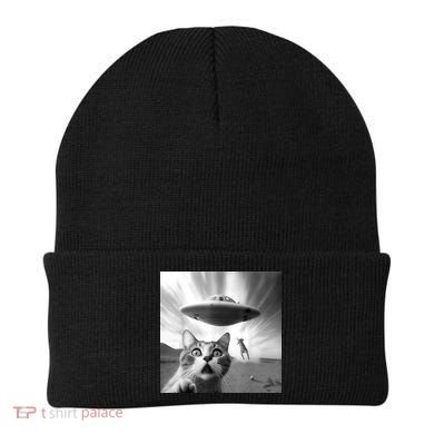 Alien UFO Funny Cat Selfie Beanie
