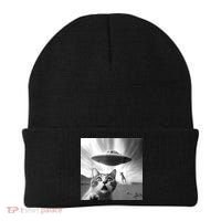 Alien UFO Funny Cat Selfie Beanie thumb 0