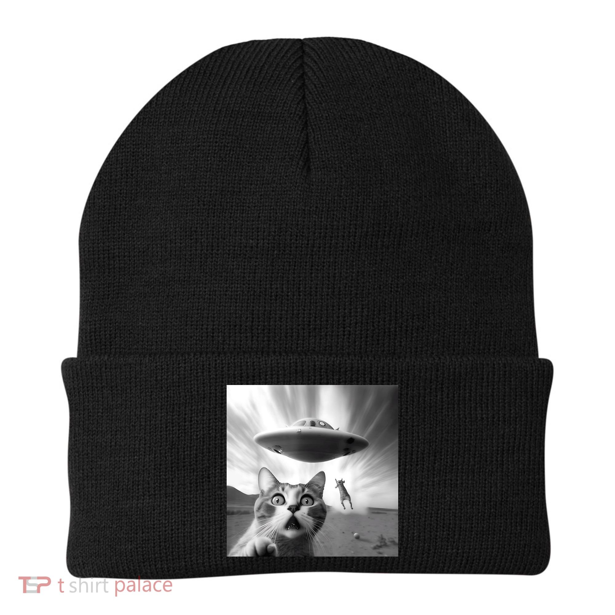 Alien UFO Funny Cat Selfie Beanie