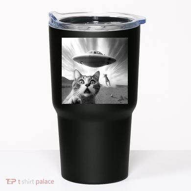 Alien UFO Funny Cat Selfie Tumbler