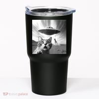 Alien UFO Funny Cat Selfie Tumbler thumb 0