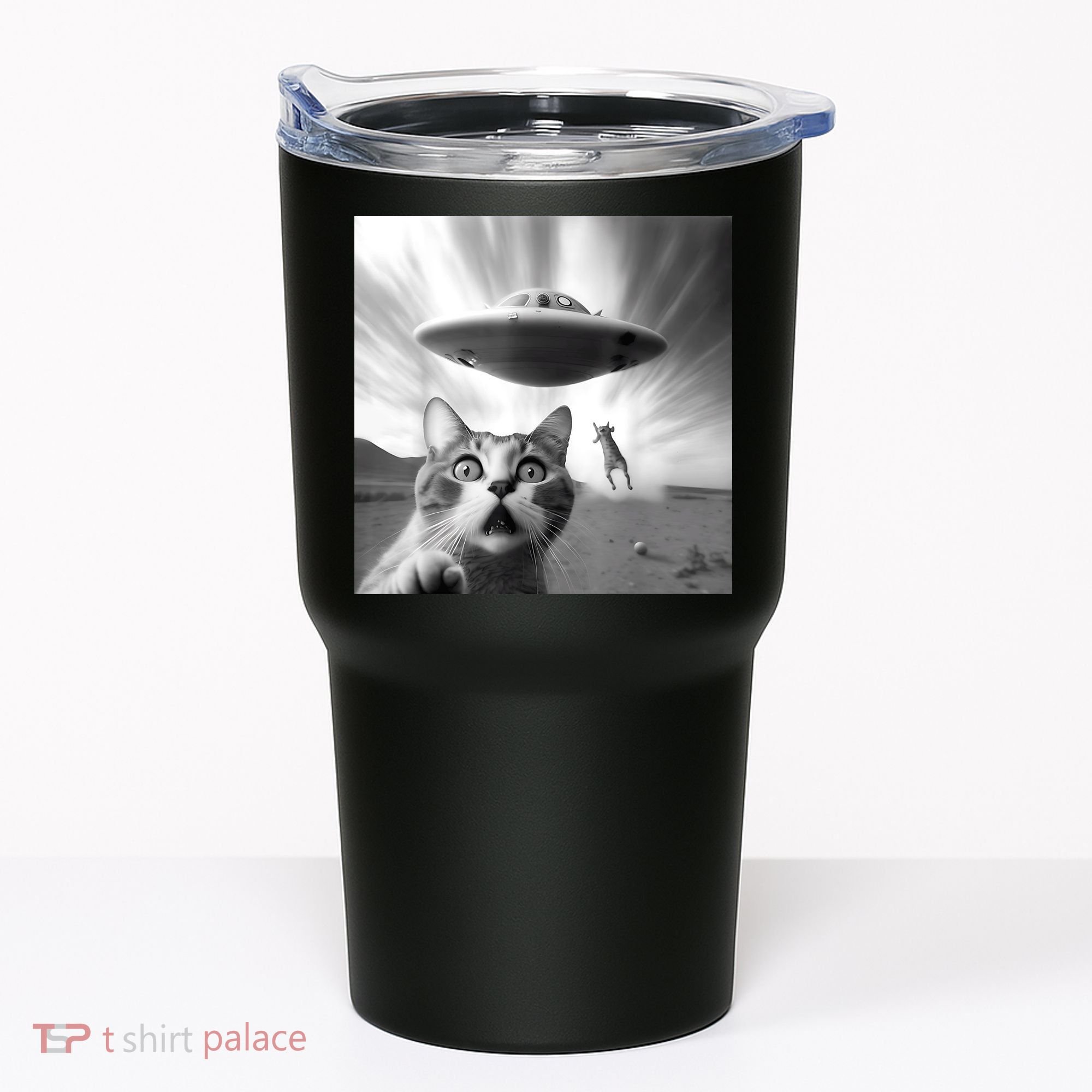 Alien UFO Funny Cat Selfie Tumbler