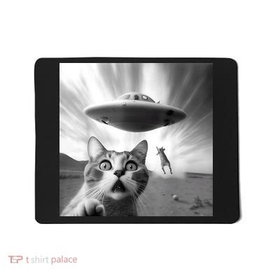 Alien UFO Funny Cat Selfie Mousepad