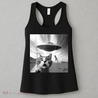 Alien UFO Funny Cat Selfie Women's Tank Top thumb 3