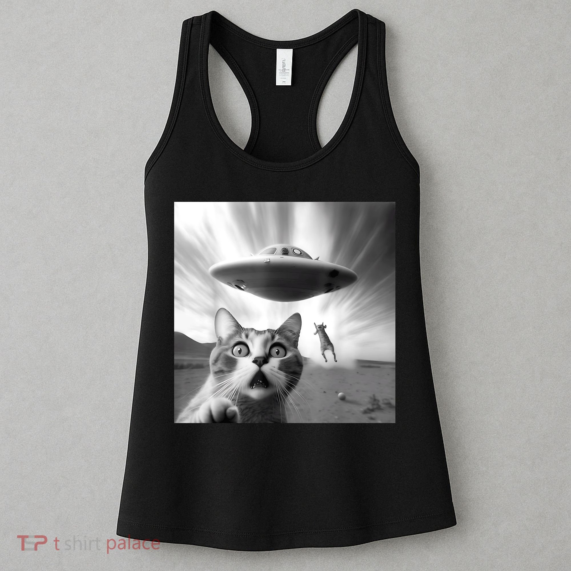 Alien UFO Funny Cat Selfie Women's Tank Top