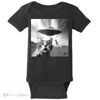 Alien UFO Funny Cat Selfie Baby Bodysuit thumb 0