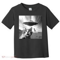 Alien UFO Funny Cat Selfie Toddler T-Shirt thumb 0