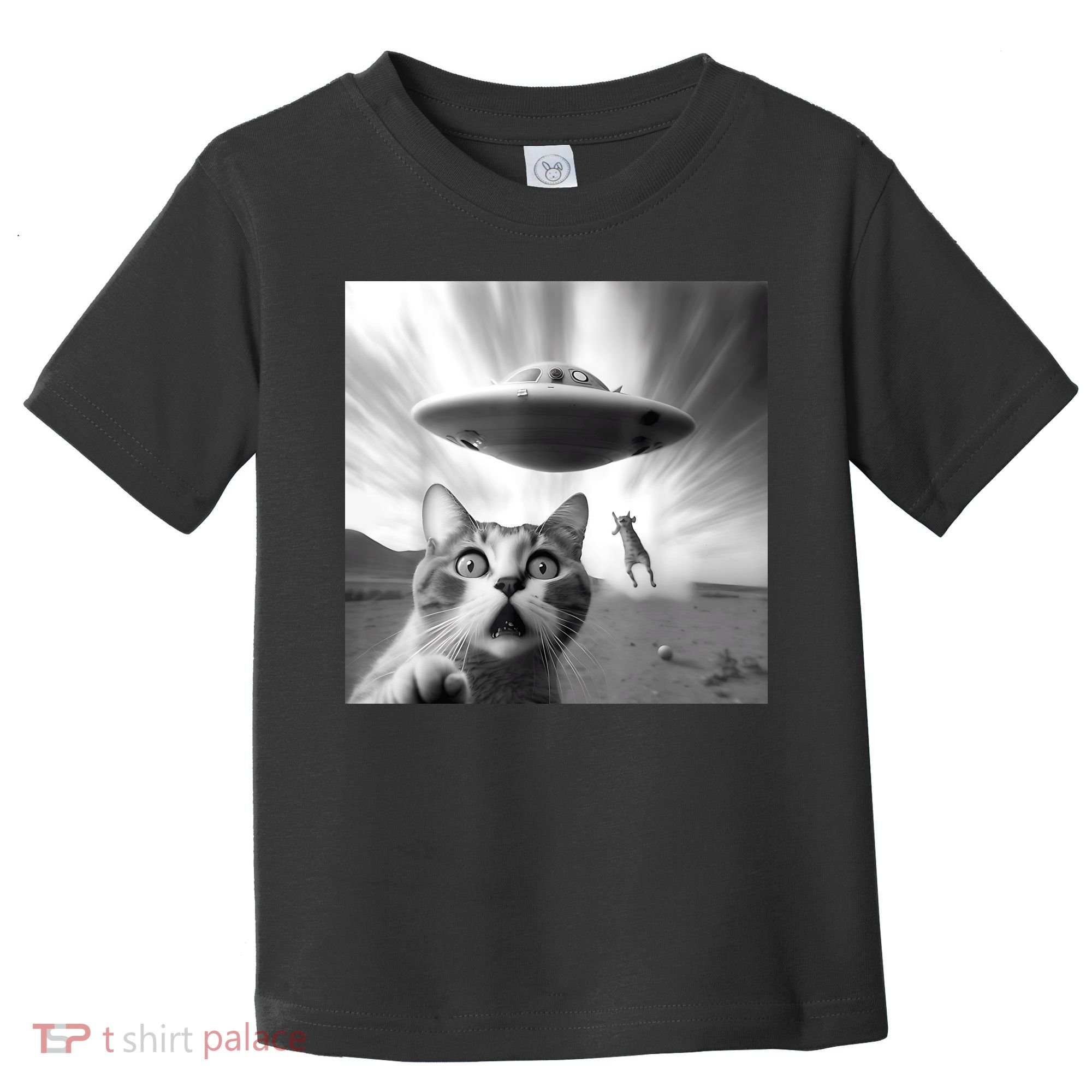 Alien UFO Funny Cat Selfie Toddler T-Shirt