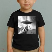 Alien UFO Funny Cat Selfie Toddler T-Shirt thumb 2