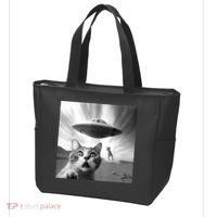 Alien UFO Funny Cat Selfie Tote Bag thumb 3