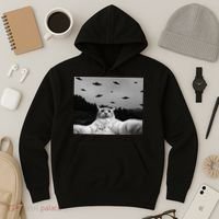 Alien UFO Funny Cat Hoodie thumb 3
