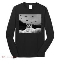 Alien UFO Funny Cat Long Sleeve Shirt thumb 0
