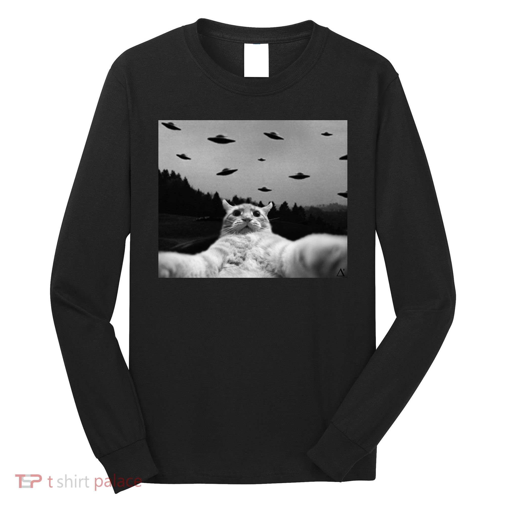 Alien UFO Funny Cat Long Sleeve Shirt