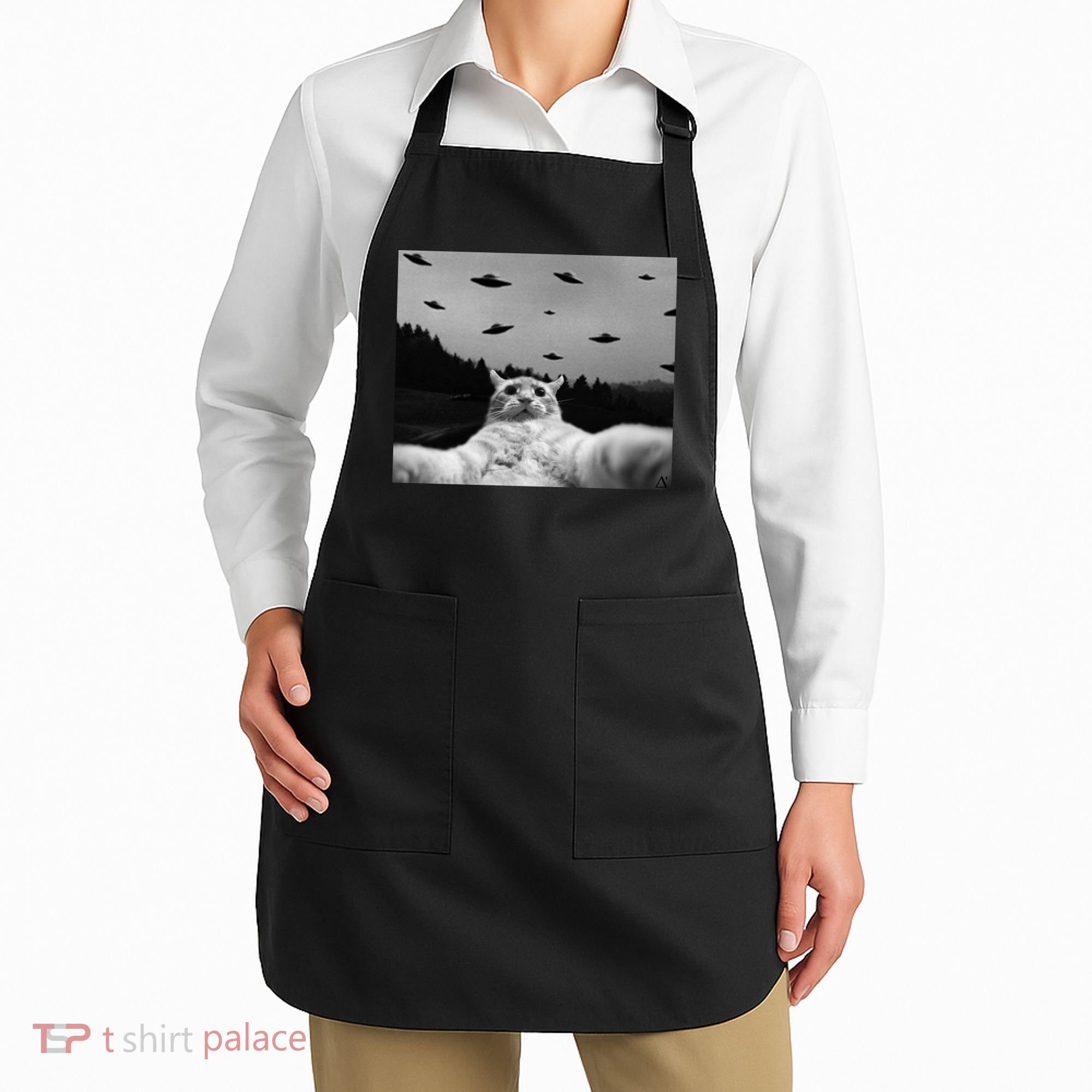 Alien UFO Funny Cat Apron