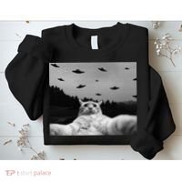 Alien UFO Funny Cat Sweatshirt thumb 2