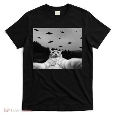 Alien UFO Funny Cat T-Shirt
