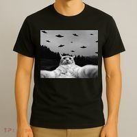 Alien UFO Funny Cat T-Shirt thumb 3