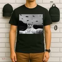Alien UFO Funny Cat T-Shirt thumb 6