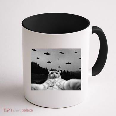 Alien UFO Funny Cat Coffee Mug back