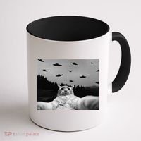 Alien UFO Funny Cat Coffee Mug thumb 1